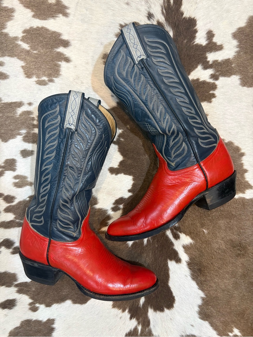 Hand painted vintage Black Label Tony Lama Cowboy Boots men’s 7.5 women’s 9 -9.5